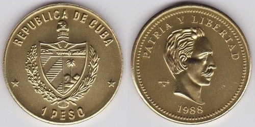 1 peso (José Martí - Patria e libertà)