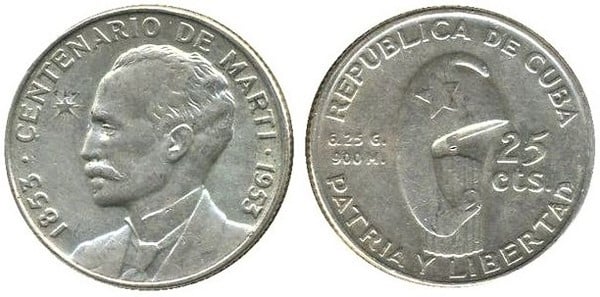 25 centavos (Centenario di José Martí)