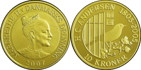 10 kroner (200° anniversario della nascita di Hans Christian Andersen 1805-2005)