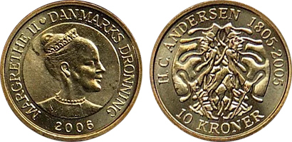 10 corone (200° anniversario di H.C. Andersen - Fiabe - L'ombra)