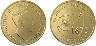 20 corone (scienziati danesi: Ole Rømer e la velocità della luce)