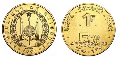 1 franc (50° anniversario di Gibuti)