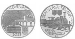 10 euro (150° anniversario dell'inaugurazione della ferrovia a vapore Bratislava-Trnava)