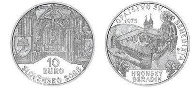 10 euro (950° anniversario della fondazione dell'Abbazia benedettina di Hronský Beňadik)
