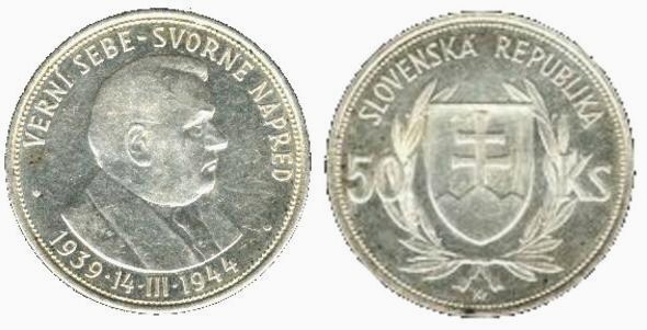 50 korún (5° Anniversario della Repubblica Slovacca)