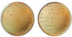 100 euro (110 aniversario del nacimiento del escritor esloveno Boris Pahor)