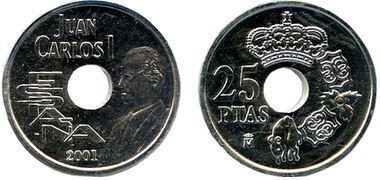 25 Pesetas (132° anniversario della Peseta spagnola)