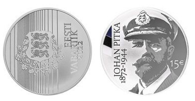 15 euro (150 aniversario del nacimiento del almirante Johan Pitka)