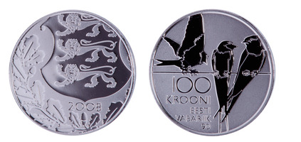 100 krooni (90º aniversario de la República de Estonia)
