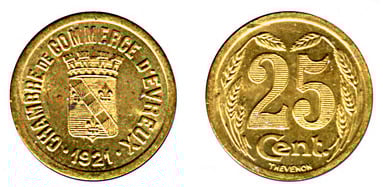 25 centesimi (Dipartimento dell'Eure-Comune di Évreux)