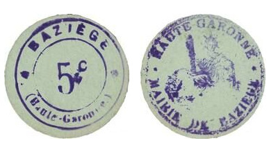 5 centesimi (Dipartimento dell'Alta Garonna-Comune di Baziège)