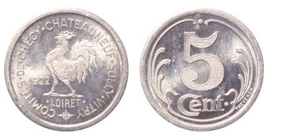 5 centesimi (Dipartimento della Loira-Comuni di Chécy, Chateauneuf e Sully)