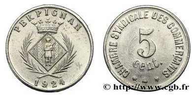 5 centesimi (Dipartimento dei Pirenei Orientali - Comune di Perpignan)