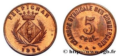 5 centesimi (Dipartimento dei Pirenei Orientali - Comune di Perpignan)