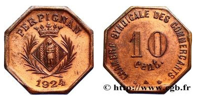 10 centesimi (Dipartimento dei Pirenei Orientali - Comune di Perpignan)