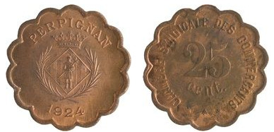 25 centesimi (Dipartimento dei Pirenei Orientali - Comune di Perpignan)