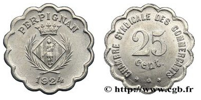 25 centesimi (Dipartimento dei Pirenei Orientali - Comune di Perpignan)