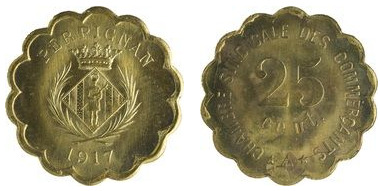 25 centesimi (Dipartimento dei Pirenei Orientali - Comune di Perpignan)