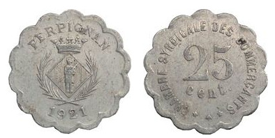 25 centesimi (Dipartimento dei Pirenei Orientali - Comune di Perpignan)