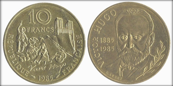 10 francs (100 Aniversario de la Muerte de Victor Hugo)
