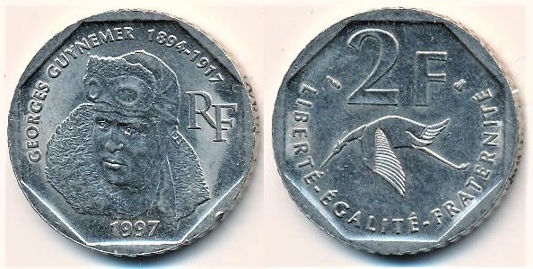 2 francs (80° anniversario della morte di Georges Guynemer)