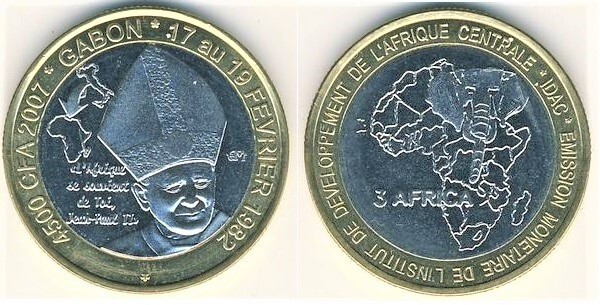 4.500 francos CFA (Visita del Papa Juan Pablo II)