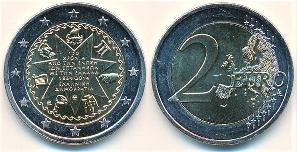 2 euro (150° anniversario dell'unione delle Isole Ionie alla Grecia)