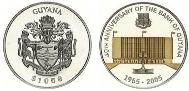 1000 dollars (40° anniversario della Banca della Guyana)