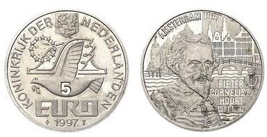 5 euro (350° anniversario della morte di P.C.Hooft)