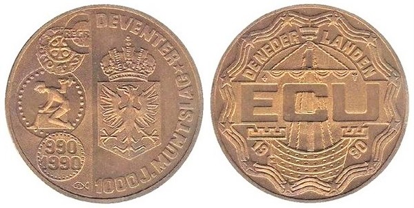 1 ecu (1000° anniversario della zecca di Deventer)