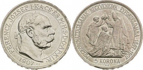 5 korona (40° anniversario dell'incoronazione di Francesco Giuseppe I)