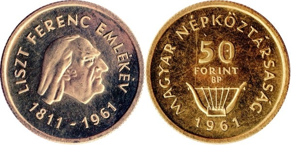 50 forint (150° anniversario della nascita di Franz Liszt)