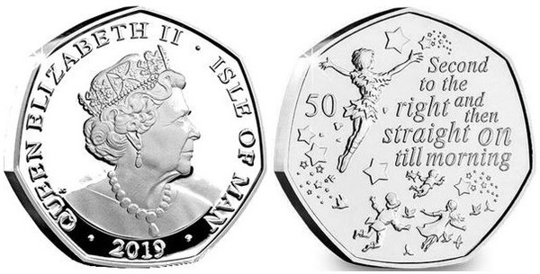 50 pence (90° Anniversario di Peter Pan - Secondo a destra)