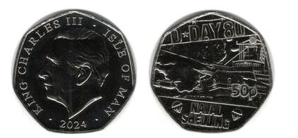 50 penny (80° anniversario degli sbarchi del D-Day - bombardamento navale)