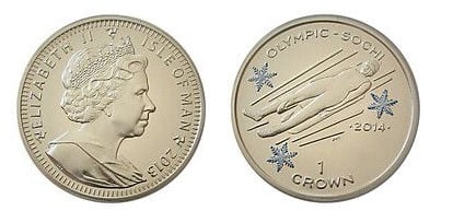 1 corona (Olimpiadi invernali 2014, slittino, Sochi-Color)