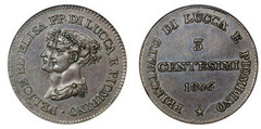 3 centesimi  (Principato di Lucca e Piombino)