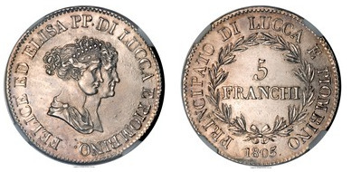 5 franchi   (Principado de Lucca y Piombino)