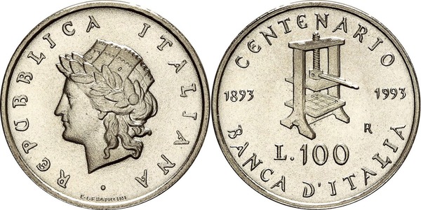 100 lire (100° Anniversario della Banca d'Italia)