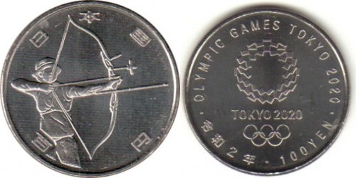 100 yenes (XVI Giochi Olimpici - 3 numeri - Tiro con l'arco)