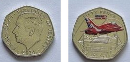 50 pence (Le Frecce Rosse sopra il Millennium Stadium - Colore)