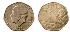 50 penny (Giornata della Vittoria in Europa - Churchill)
