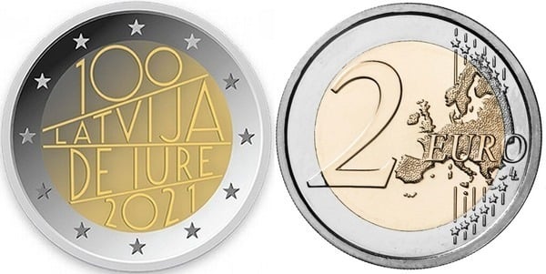 2 euro (100° anniversario del riconoscimento della Lettonia)