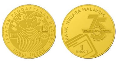 1 ringgit (75° anniversario di Jabatan Pendaftaran Negara)