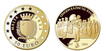 50 euro ( 75° Anniversario dell'Associazione Nazionale dei Club Bandistici Maltesi)