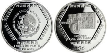 5 nuevos pesos-1 onza (Maschera del Dio Chaac Mool)