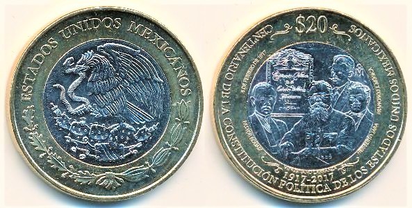 20 pesos (Centenario della promulgazione della Costituzione)