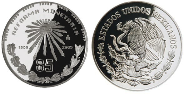 5 pesos (Centenario della riforma monetaria)