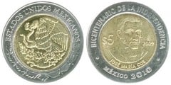 5 pesos (Bicentenario dell'Indipendenza-José María Cos)