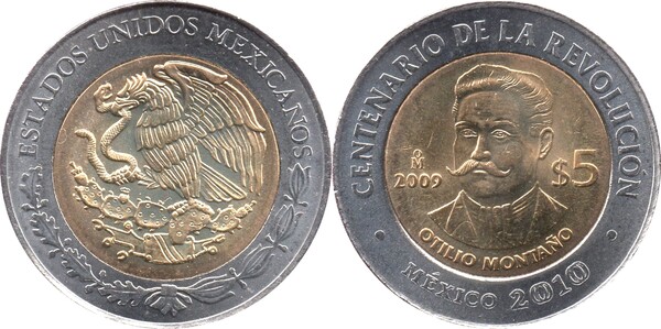 5 pesos (Centenario della Rivoluzione-Otilio Montaño)