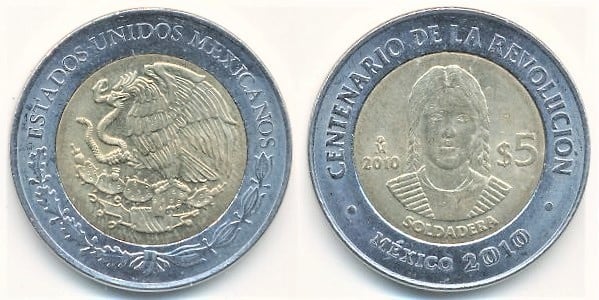 5 pesos (Centenario della Rivoluzione-La Soldadera)